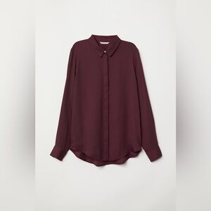 H&M Long Sleeve Burgundy Blouse